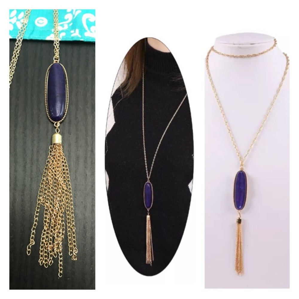 NEW!๐๐PURPLE GOLD TONE LONG TASSEL NECKLACE!๐๐ - Picture 7 of 8